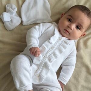 Combi lapin bébé personnalisée en acrylique 100% - Eloise