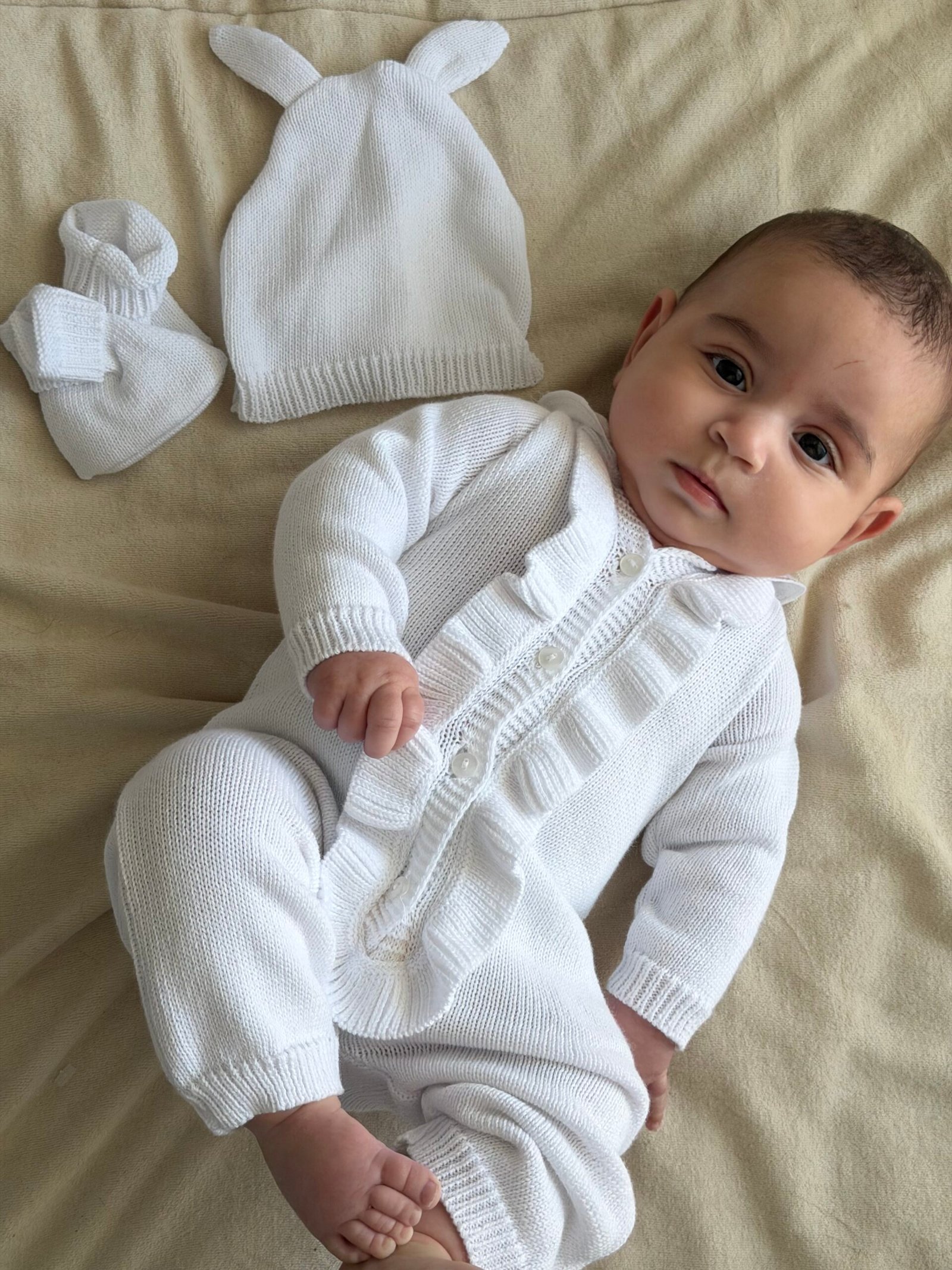 Combi lapin bébé personnalisée en acrylique 100% - Eloise
