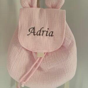Sac à dos ADRIA ourson personnalisé en gaze de coton pour bébé