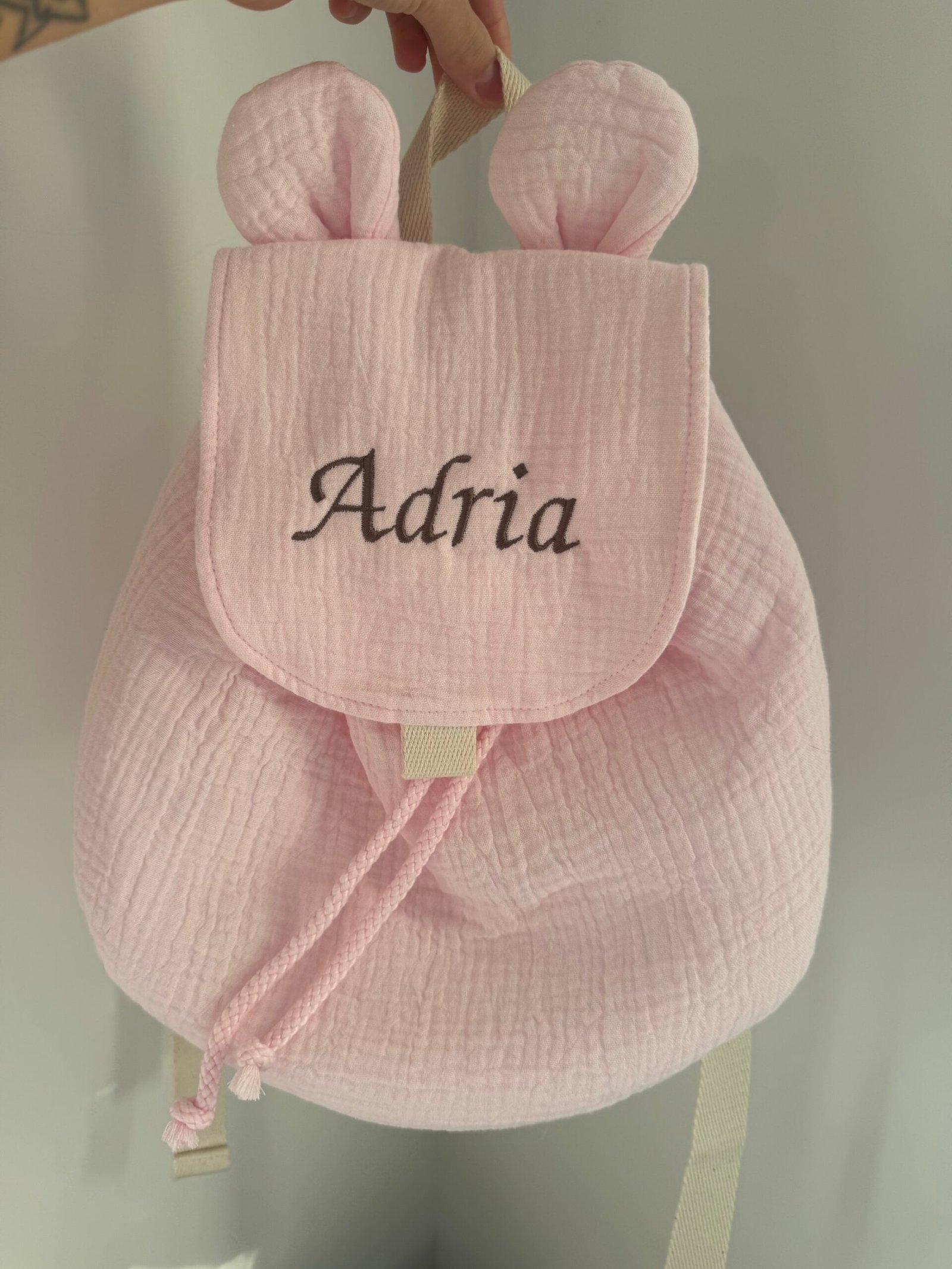 Sac à dos ADRIA ourson personnalisé en gaze de coton pour bébé
