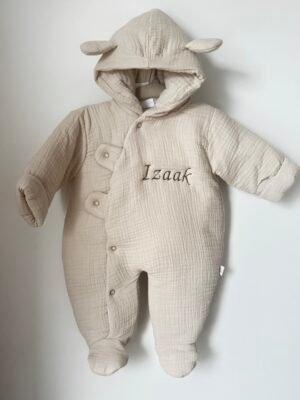 Combinaison pilote bébé en gaze de coton Izaac – Douce et confortable pour l’hiver