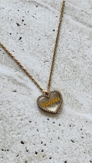 Collier Cœur "Maman" – En Acier Inoxydable